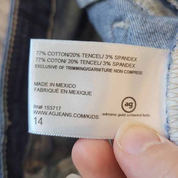 Adriano Goldschmied Jeans Girls Size 14 The Twiggy Ankle Distressed Med Wash AG - Picture 8 of 10